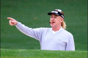 Miguel Angel Jimenez during Monday's practice round/Credit PGA Tour/Getty Images